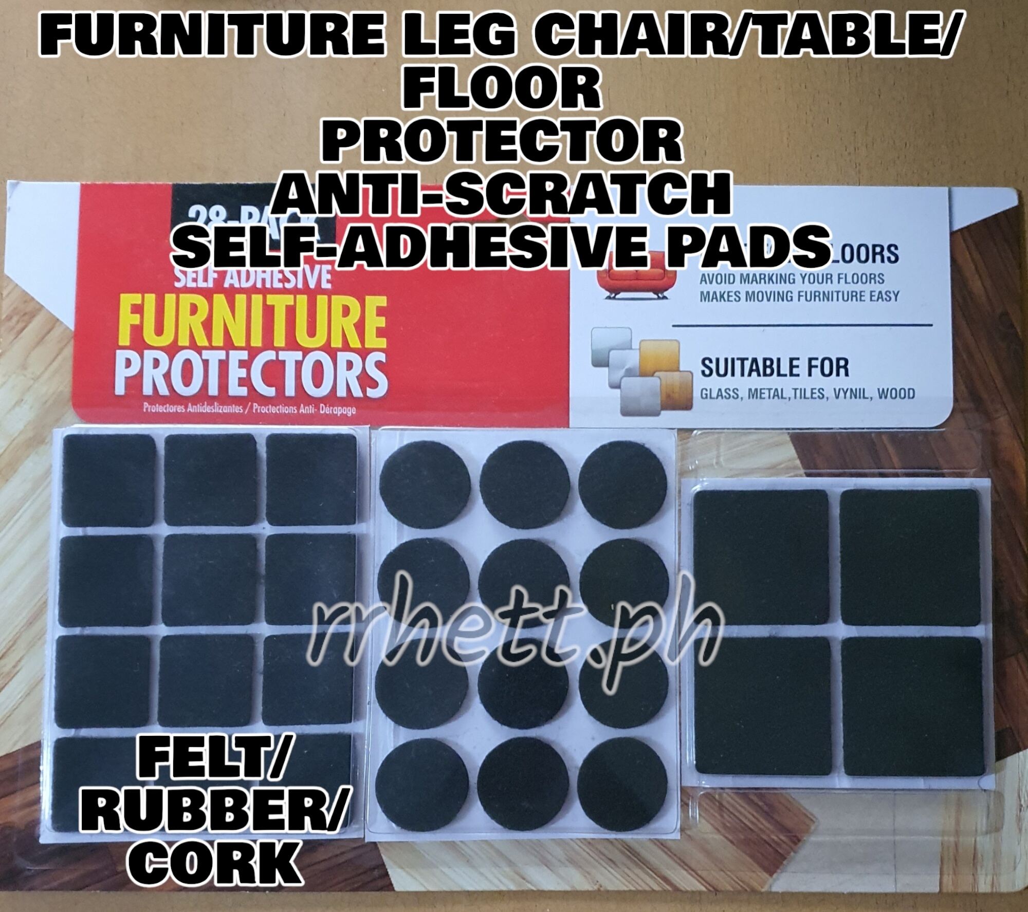 SELF ADHESIVE CORK FELT RUBBER PADS SET FURNITURE