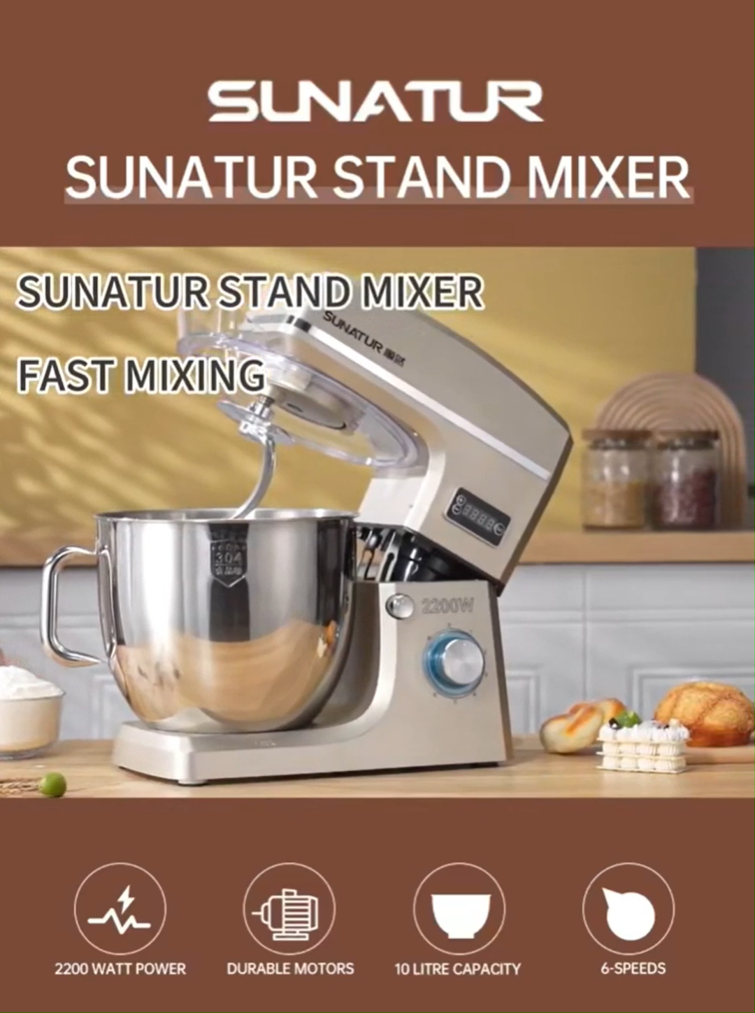 SUNATUR 16L スタンドミキサー 2200ワット SUNATUR 16L スタンド