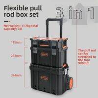 TACTIX | Industrial Multifunctional Stackable Wheeled Trolley Tool Box