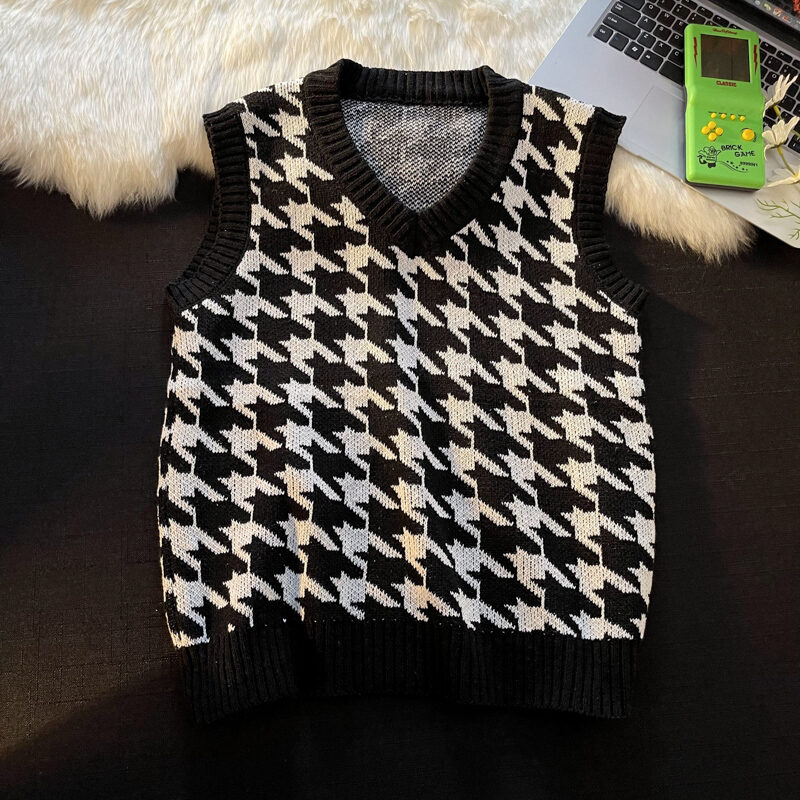 houndstooth sweater vest mens