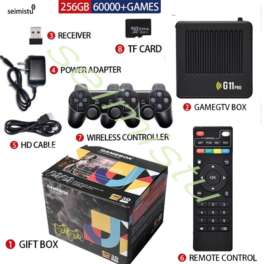 G11 Pro Game Box TV Box Video 256G Built in 60000+ Retro Games 4K HD Game Stick Video Game Console 2.4G Wireless Gamepad For PS1