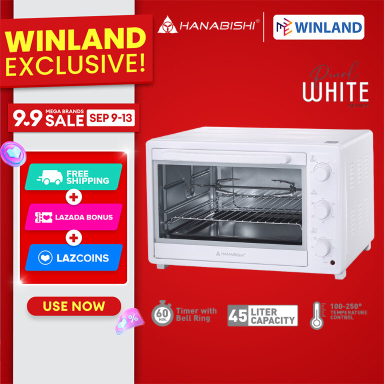 Hanabishi Rotisserie Convection Oven 45L - White, Winland Brand