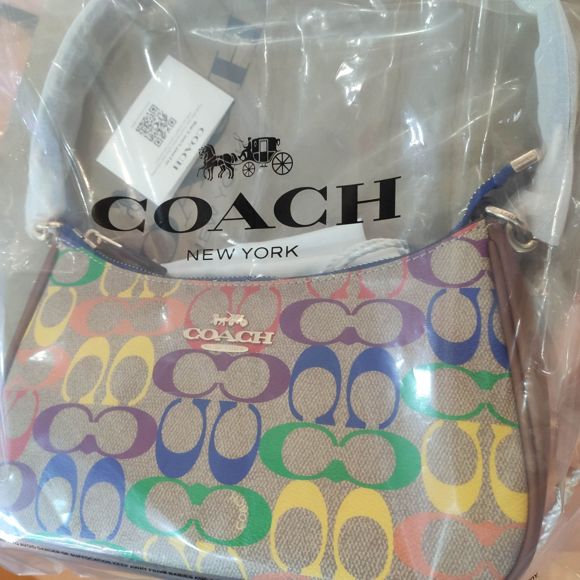 Coach CA176 Teri Shoulder Bag In Rainbow Signature Canvas In