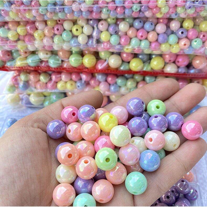 50pcs 8mm Rainbow Pastel Loose Round Beads DIY use accessories making