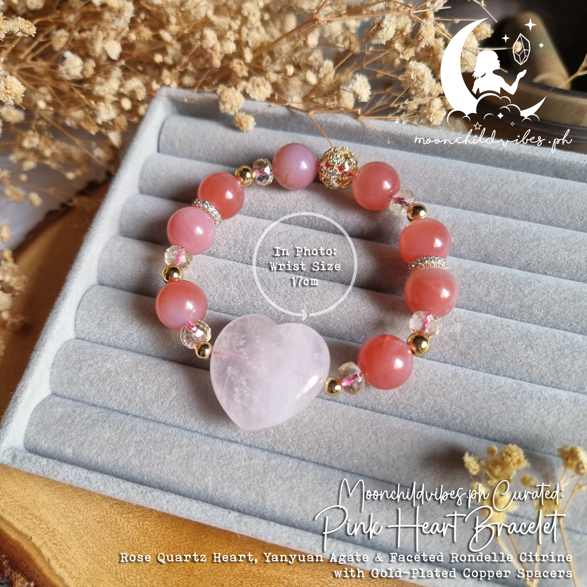 Rose quartz hot sale heart bracelet