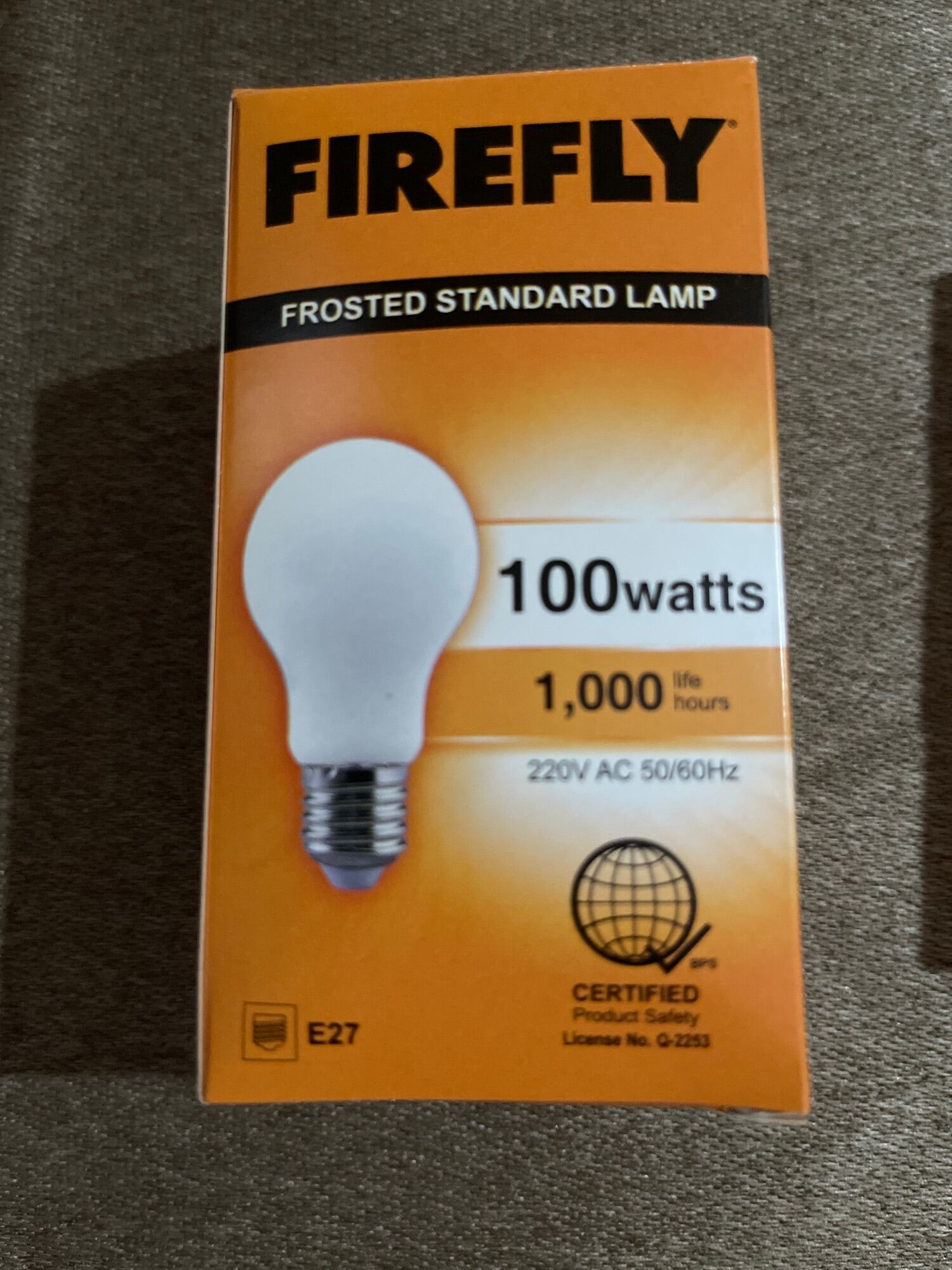 Firefly Frosted standard Lamp Incandescent 25W, 40W, 60watts ,100w(220V AC50/60Hz). 