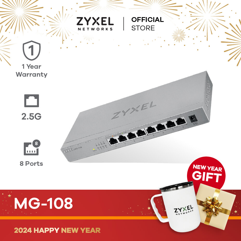 Zyxel 8-Port 2.5G Multi-Gigabit Unmanaged Switch (Model MG-108) (Review)