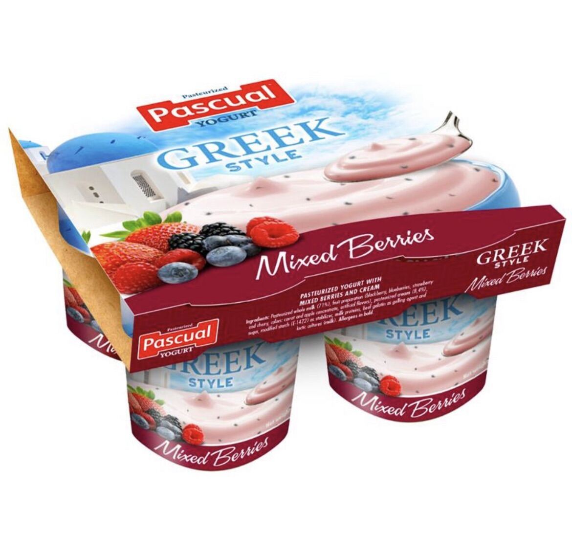 Pascual Greek Style Plain Yogurt non fat vanilla yogurt mixed berries strawberry yogurt 4pcs  EXP APR 2024. 