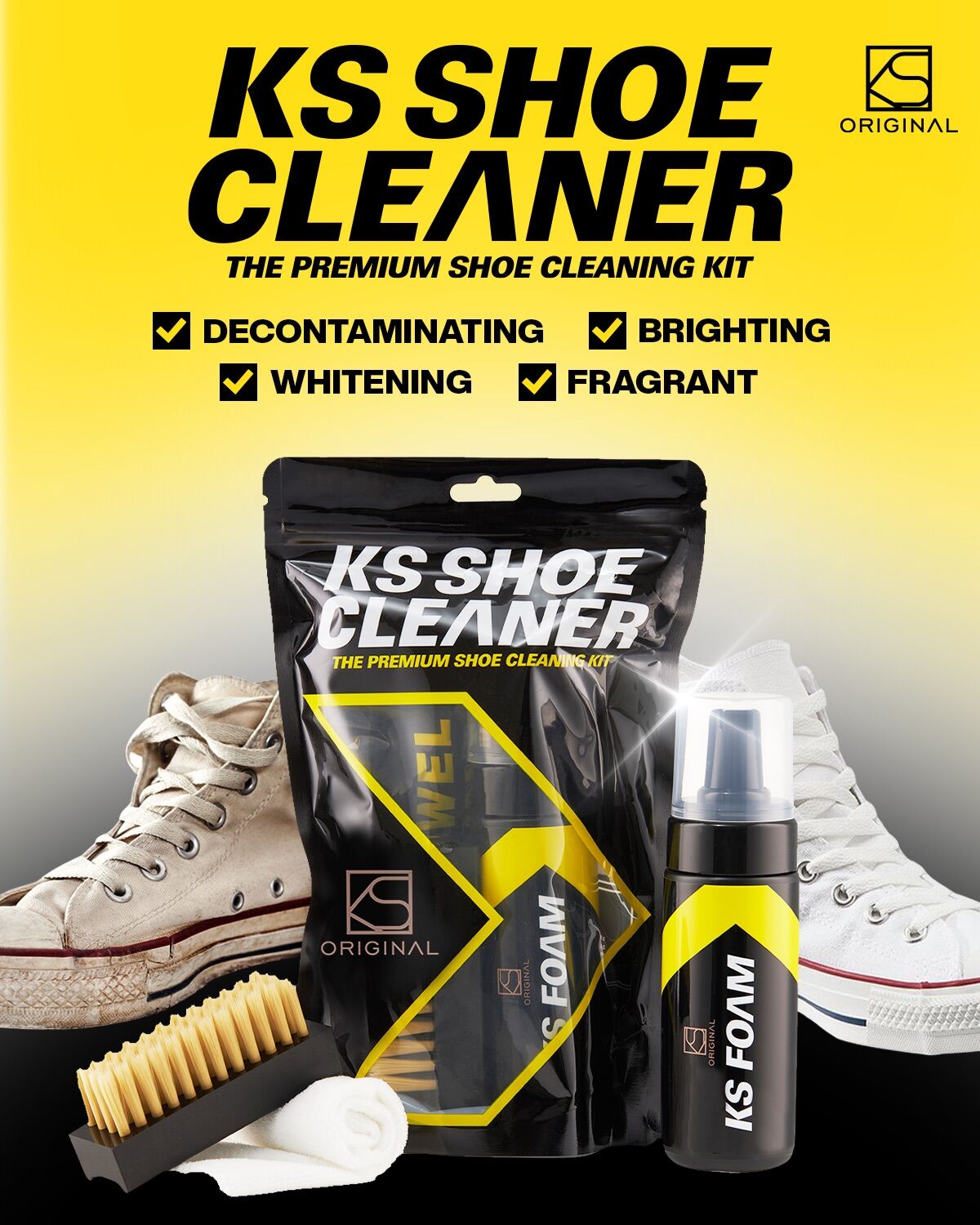 KS Shoe Cleaner KS Foam Premium Sneakers Dry Cleaning Kit Sneaker White