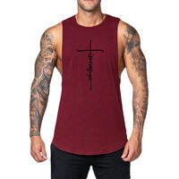 Hot Selling Gym Running Sport Tank Tops Mens Cotton Breathable Bodybuilding Sleeveless T-shirt Workout Fitness Muscle Singlets