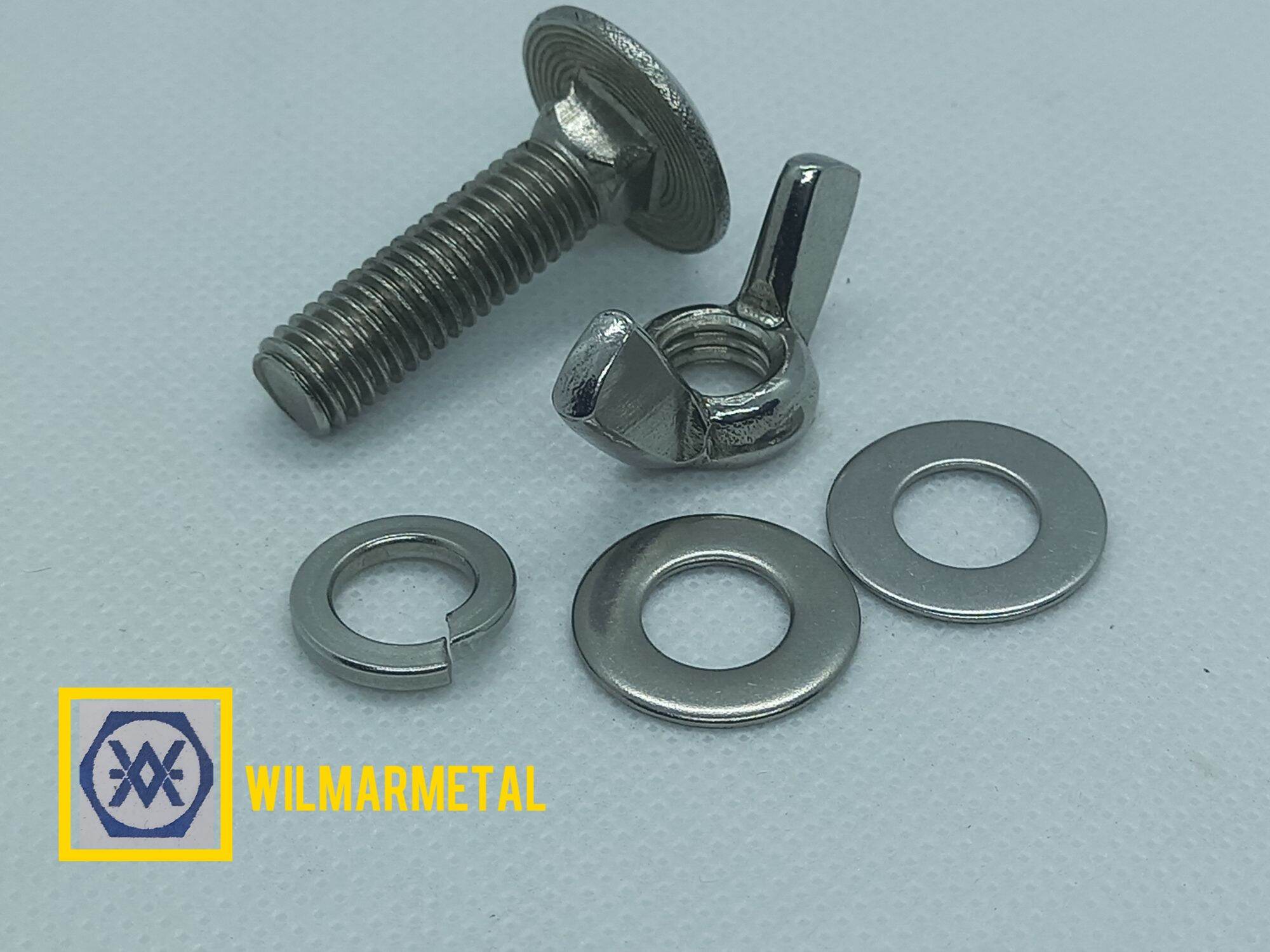 1pc(set) stainless carriage bolt 8mmx 30mm w wing nut, 2 flatwasher and