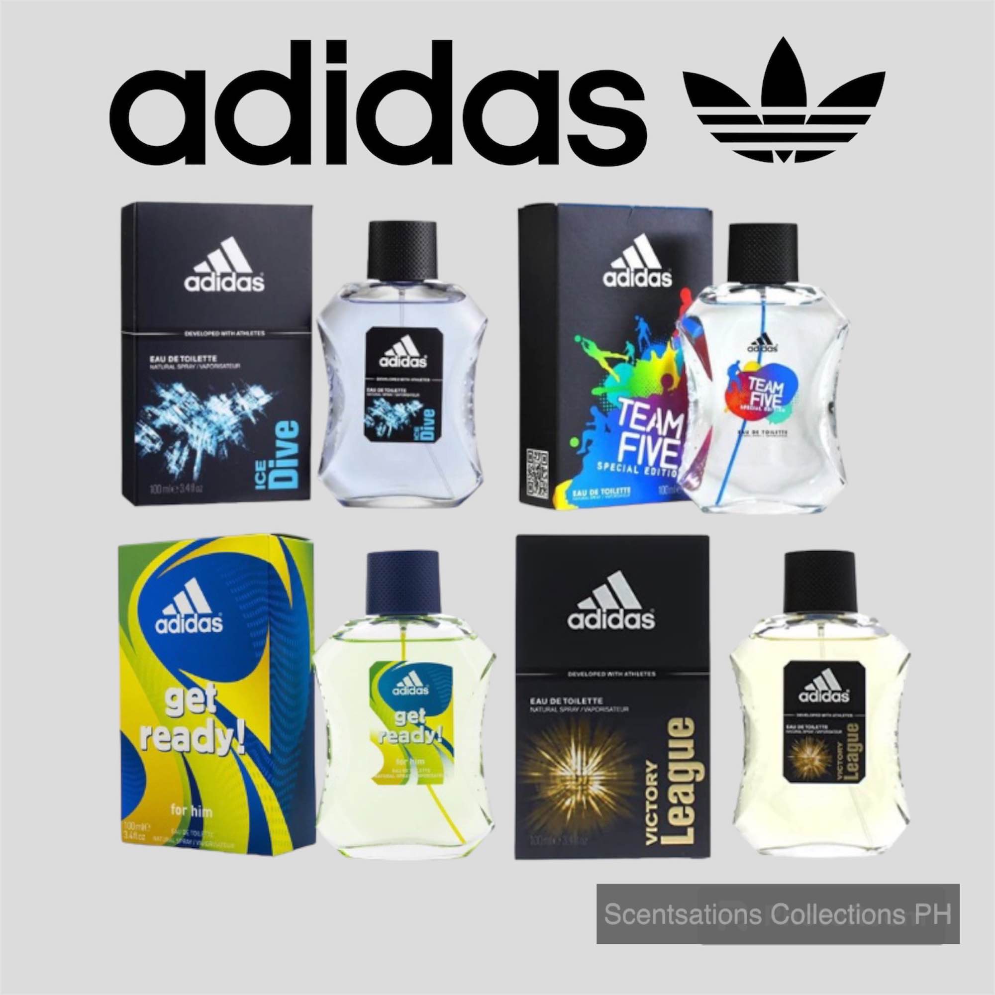 Adidas Men's EDT 100ml - Ice Dive, Pure Game, Team Force