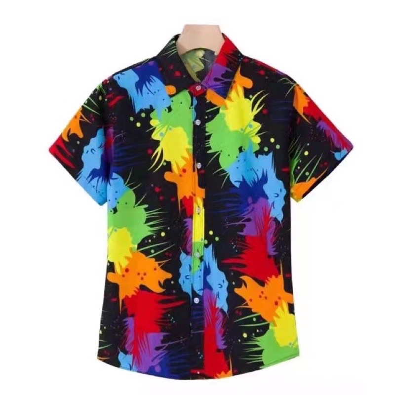 POLO 2022-8 Summer Hawaiian Short Sleeves Floral Printed Polo Beach ...