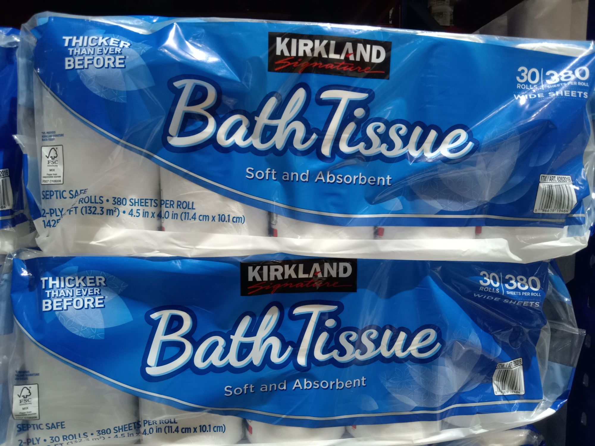 Kirkland Signature Bath Tissue, 2-Ply, 380 Sheets, 30 Rolls