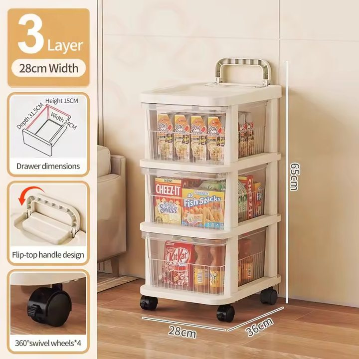 HOMEBLOOM-Multi-layer storage trolley snack storage rack Baby products storage cabinet Floor removable baby toy storage rack