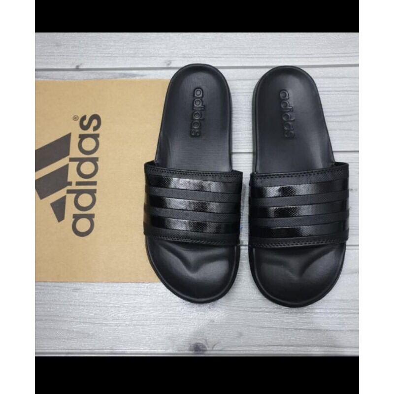 adidas slippers black on black