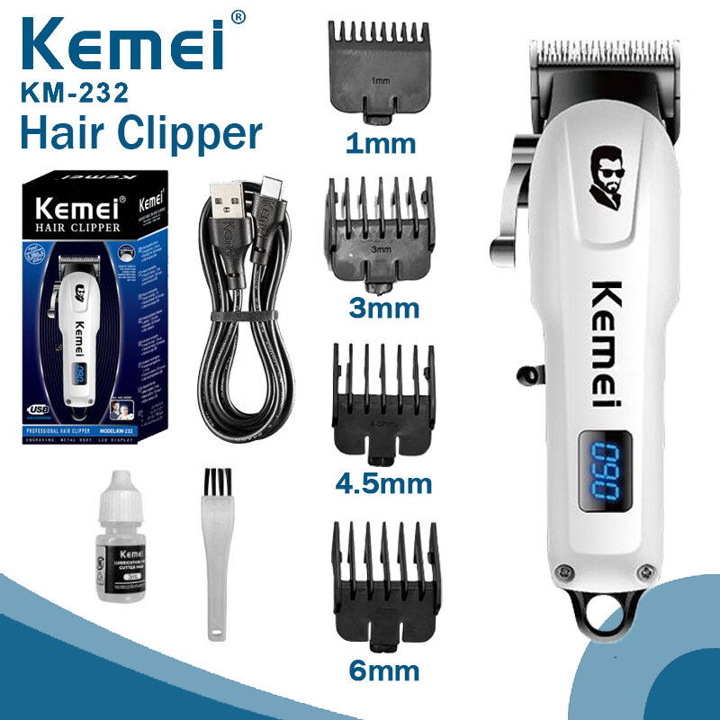 Kemei Cordless Electric Hair Clipper for Men, Rechargeable Shaver