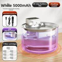 HELLOLEIBOO | Wireless Constant Temperature Stainless Steel Pet Water Fountain Automatic Circulation Large Capacity Cat Dog Water Dispenser 5000mAh Battery 28C Heating