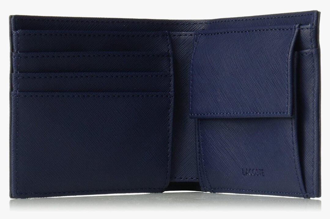 LACOSTE Mens Classic SLG M Billfold Coin Wallet Marine 166 Pvc