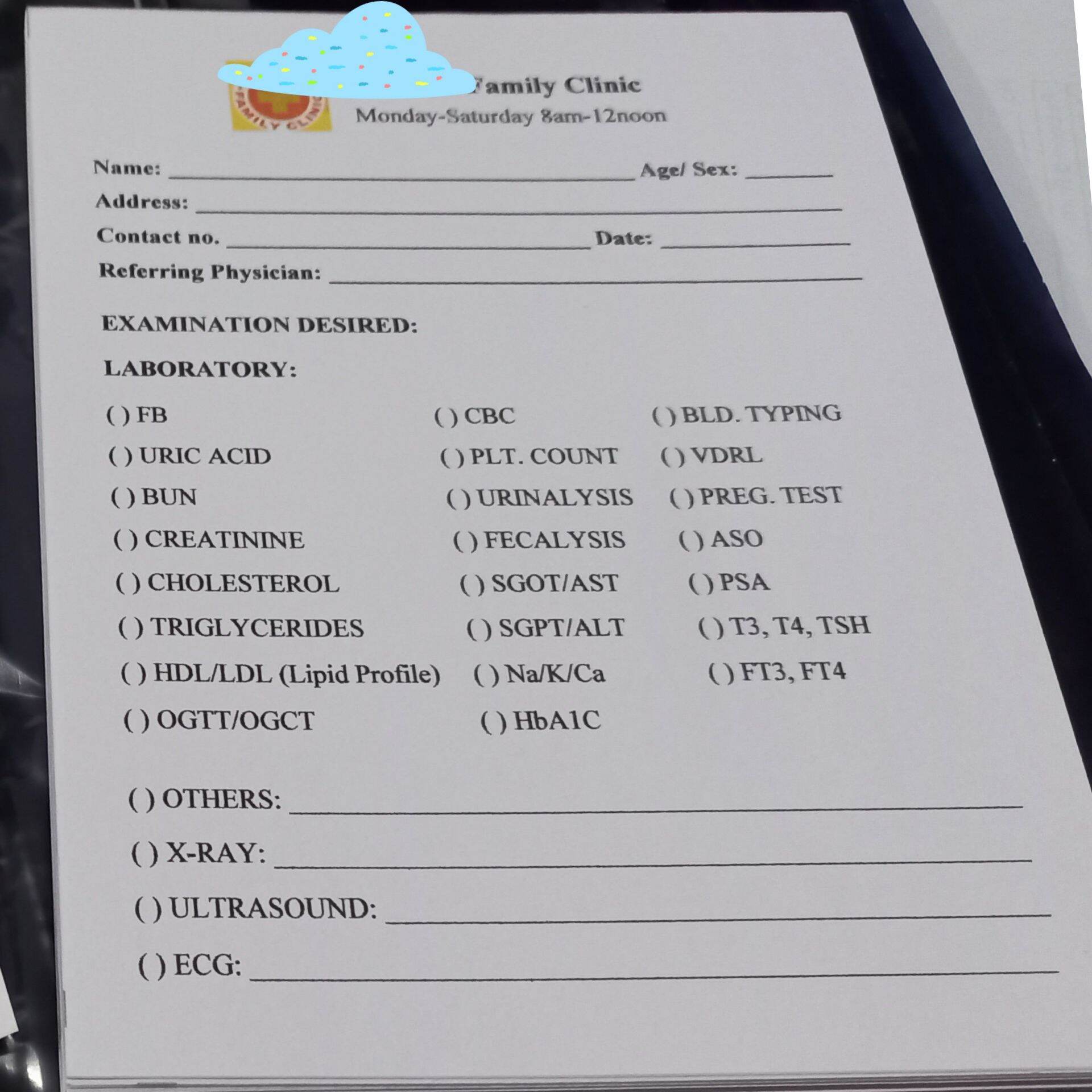 Lab Request Form Customized 14shortbond Lazada Ph 3371