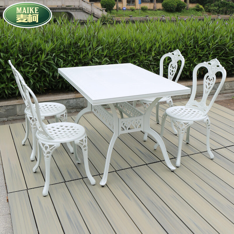 Maike Courtyard Table and Chair Outdoor Dining Tables and Chairs Metal