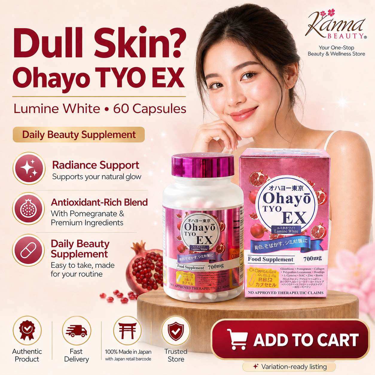 ohayo tokyo glutathione price philippines TYO Lumine White EX 700mg Oral Sunblock Pomegranate Collagen LCystine NAC Biotin Whitening Supplement 60Capsules Anti-Aging Detoxify Radiance Capsules - Lazada OHAYO TYO EX LUMINE WHITE