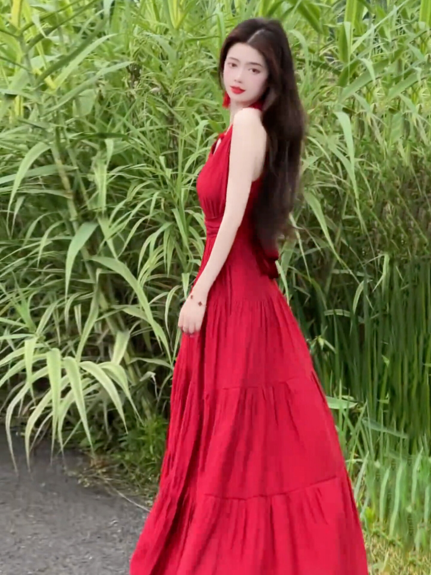 what nail color goes with a red dress Red Dress – Short Almond Press-On Nails