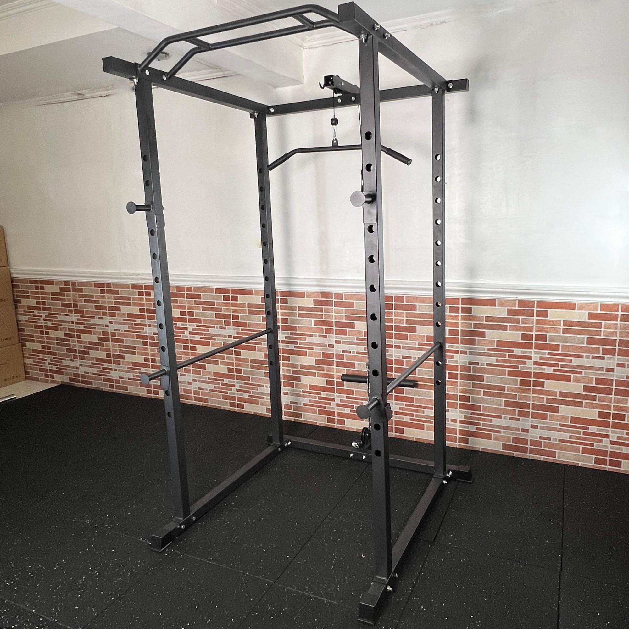 Synergee Power Rack Cage with Pully System, JCups, Safety Arms, Pull Up Bar, Landmine & T Bar