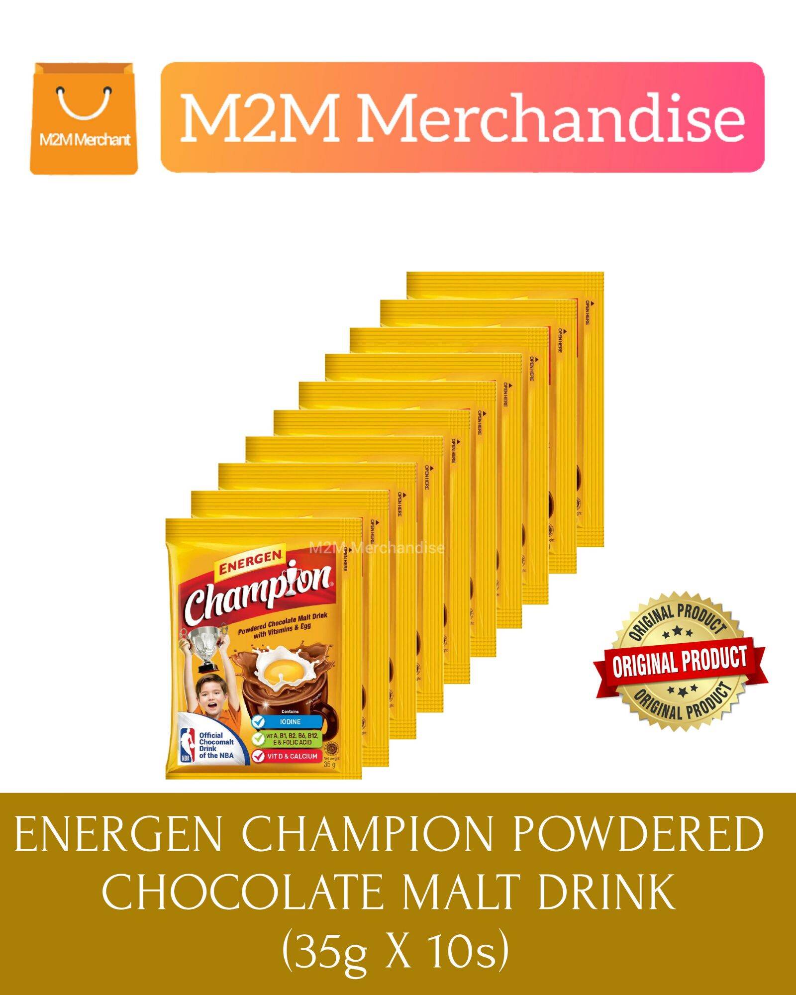 ENERGEN CHAMPION POWDERED CHOCOLATE MALT DRINK (35g X 10s) SINGLE PACK