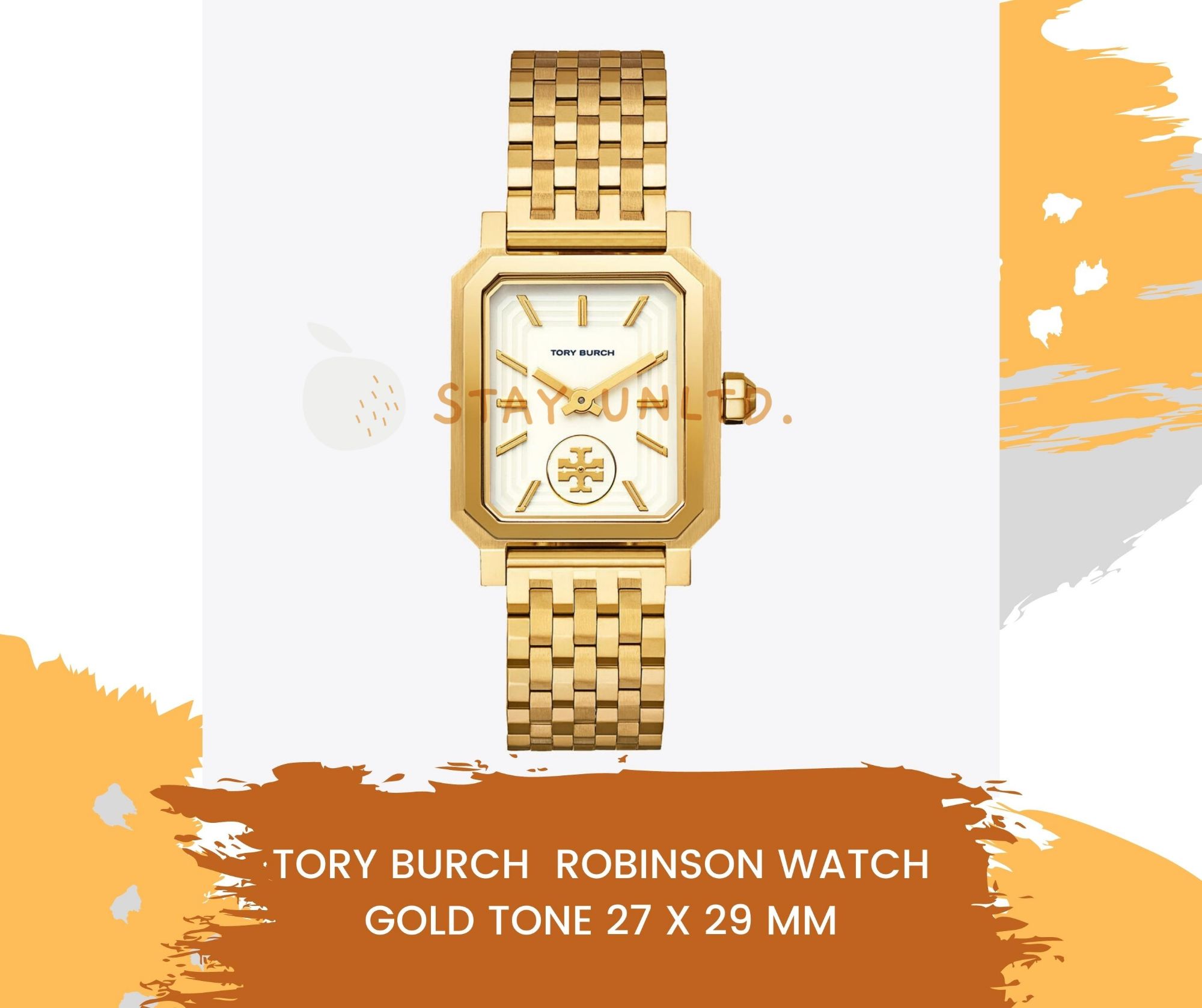 ROBINSON WATCH, GOLD-TONE/CREAM, 27 X 29 MM
