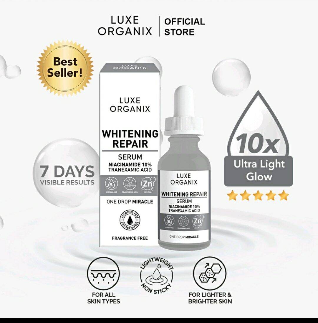 Luxe Organix Whitening Repair Serum with Niacinamide and Tranexamic Acid