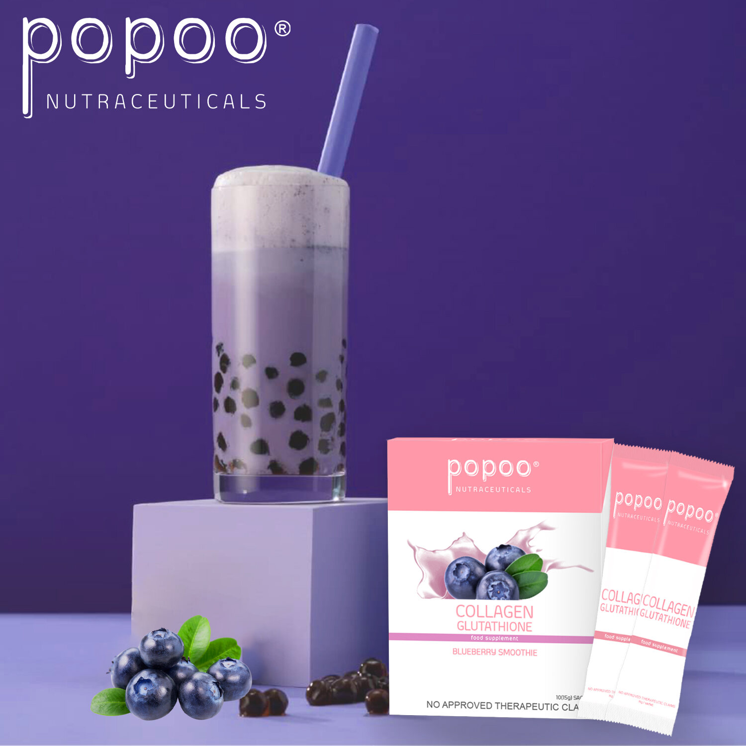 Popoo Beauty Milk Melon Collagen Powder Drink AntiAging Skin Whitening
