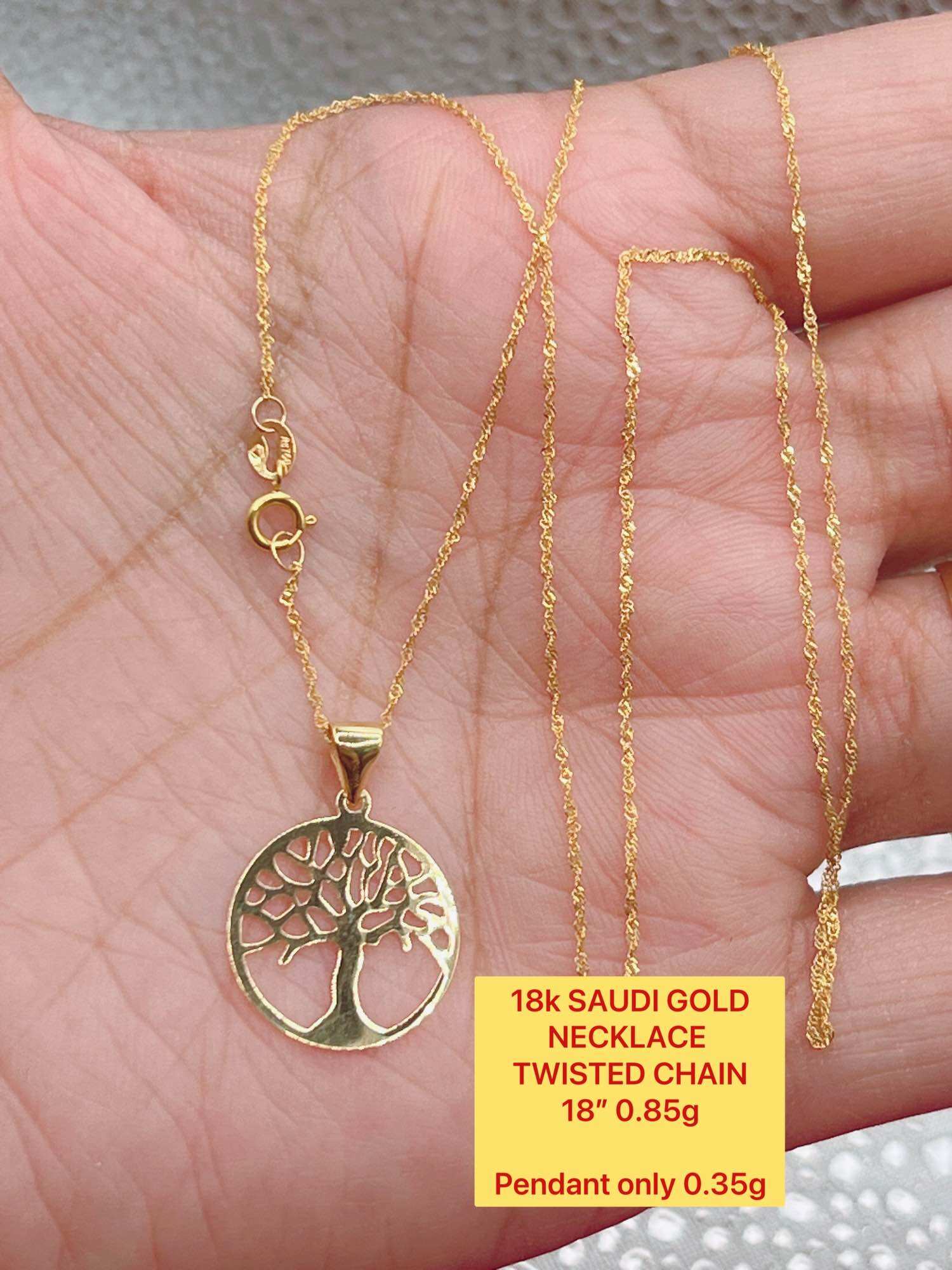 18k SAUDI GOLD NECKLACE TWISTED CHAIN w/ PENDANT Lazada PH