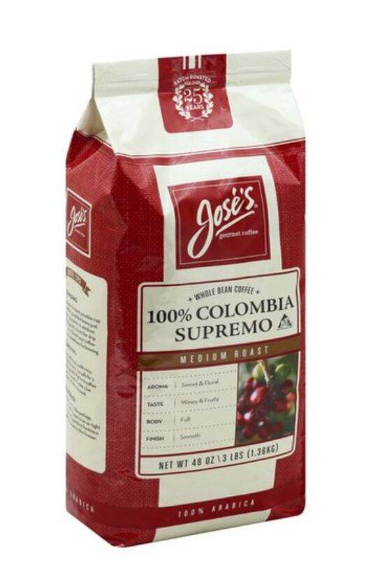 Jose's Gourmet Coffee Coffee, 100 Arabica, Whole Bean, Medium Roast
