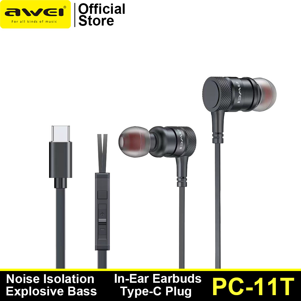 Awei PC-11T Type-C Earphones with Mic and Bass Boost