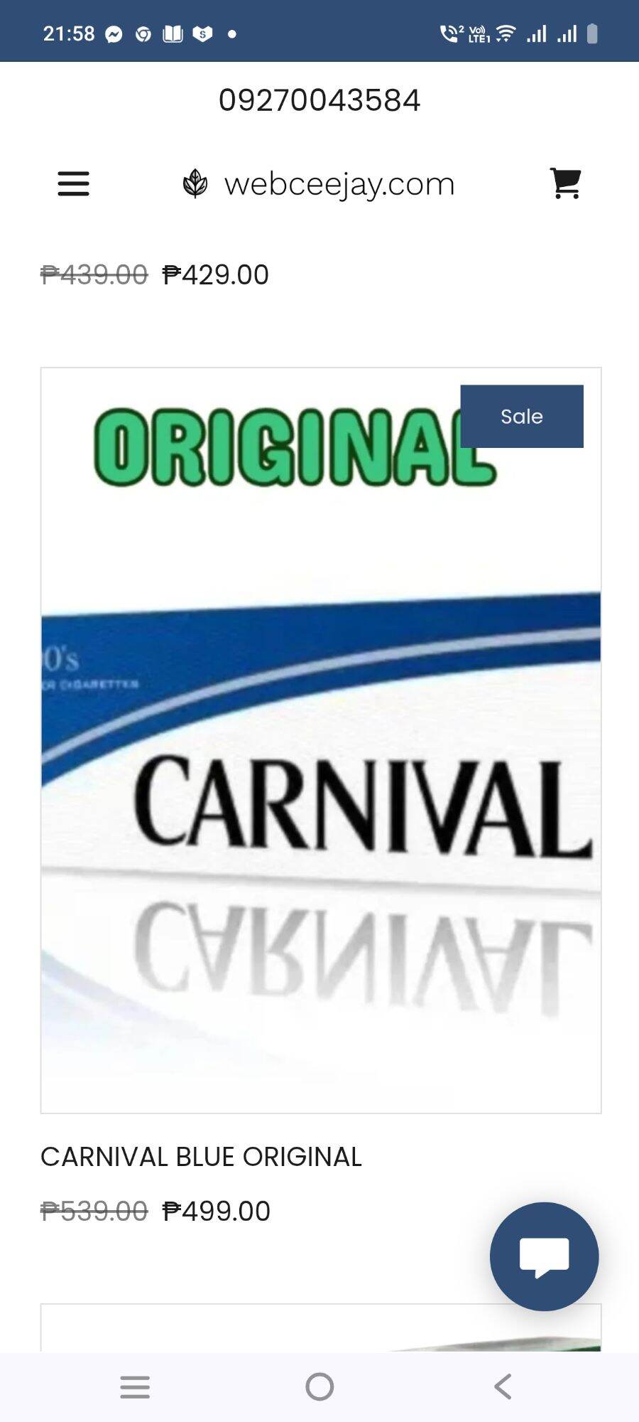 Shop Carnival Cigarettes Blue Original Online with Best Discounts and Low  Prices