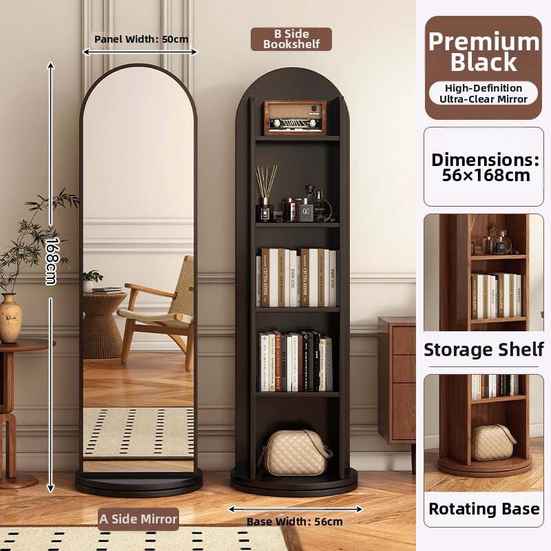 Rotatable Full-Body Mirror with Storage Moving