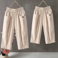 QIAOXIZI | Cotton Linen Loose Wide Leg Cropped Pants