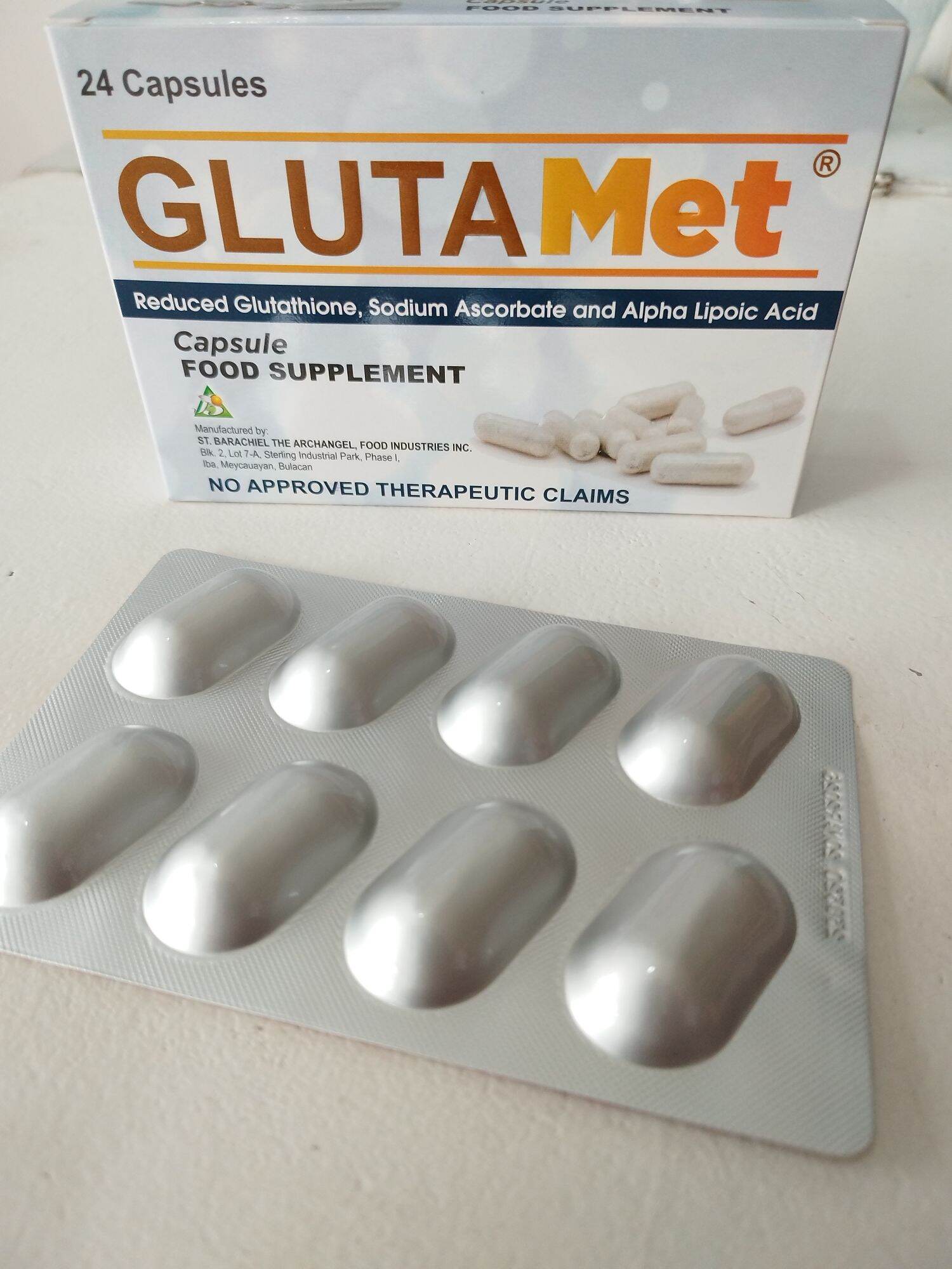 GlutaMet Glutathione plus Sodium Ascorbate plus Alpha lipoic acid 24pcs