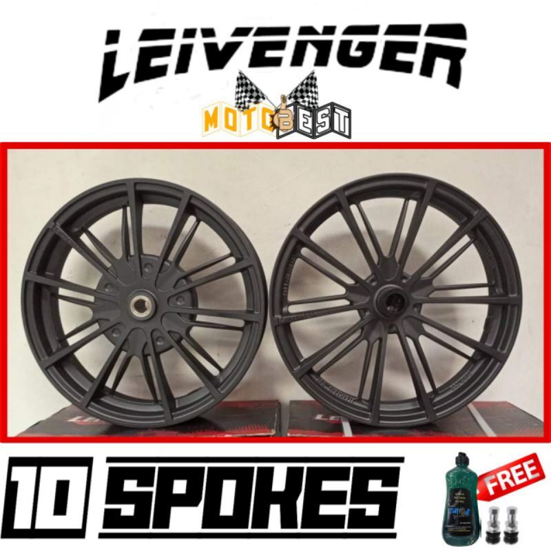 Leivenger 10 Spokes Mags For Honda Beat & Click with Free Tire Sealant and Pito