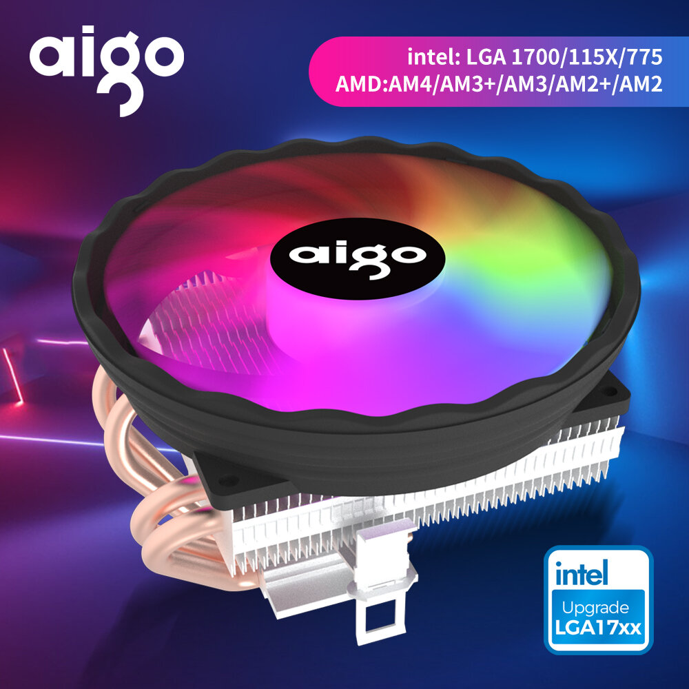 Aigo ICE400X 4 heat pipes cpu cooler Fan RGB 4pin PWM Computer Case Fan ...
