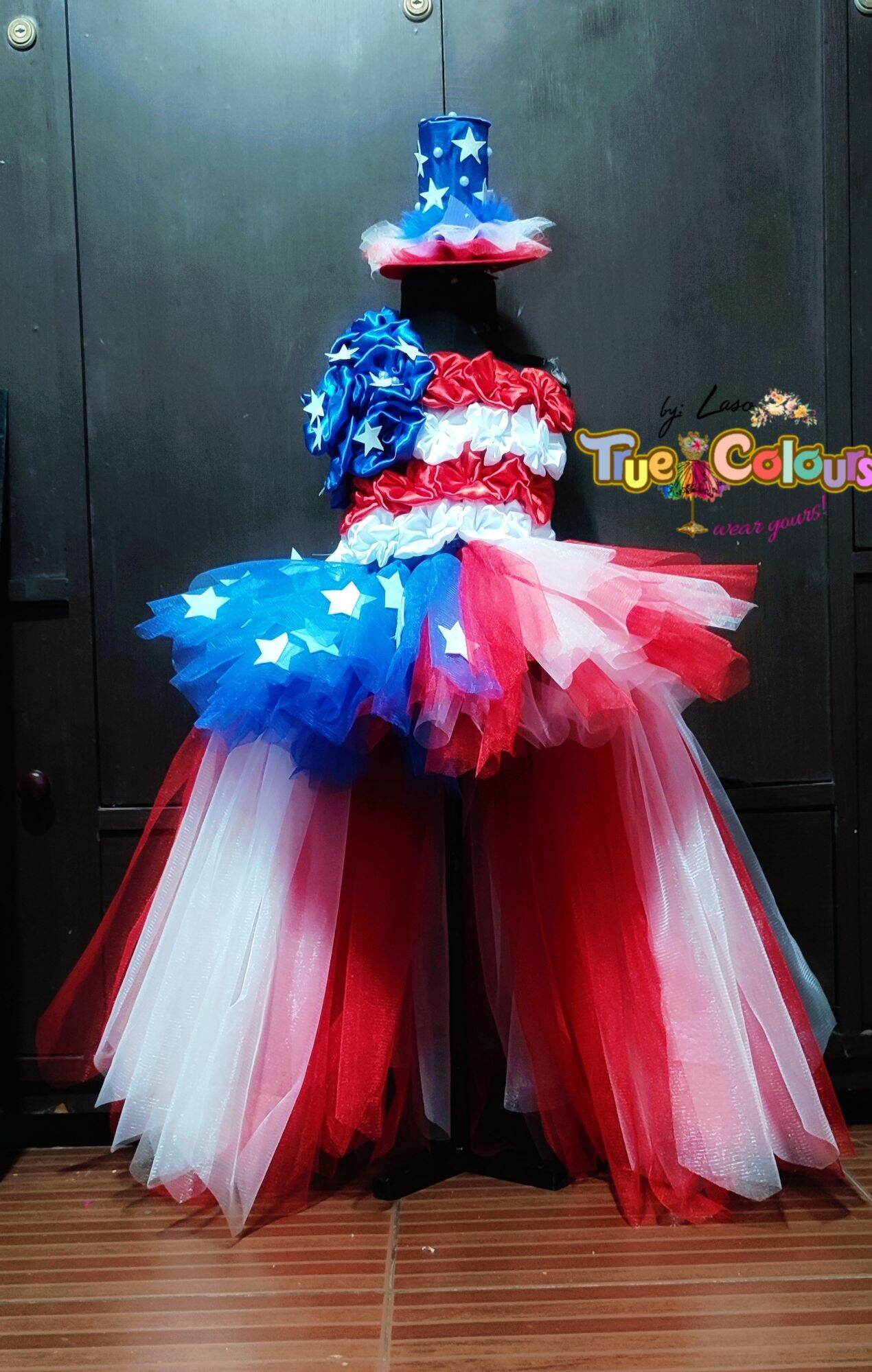 USA Inspired UN Kids Tutu Dress Headdress (School Costume)