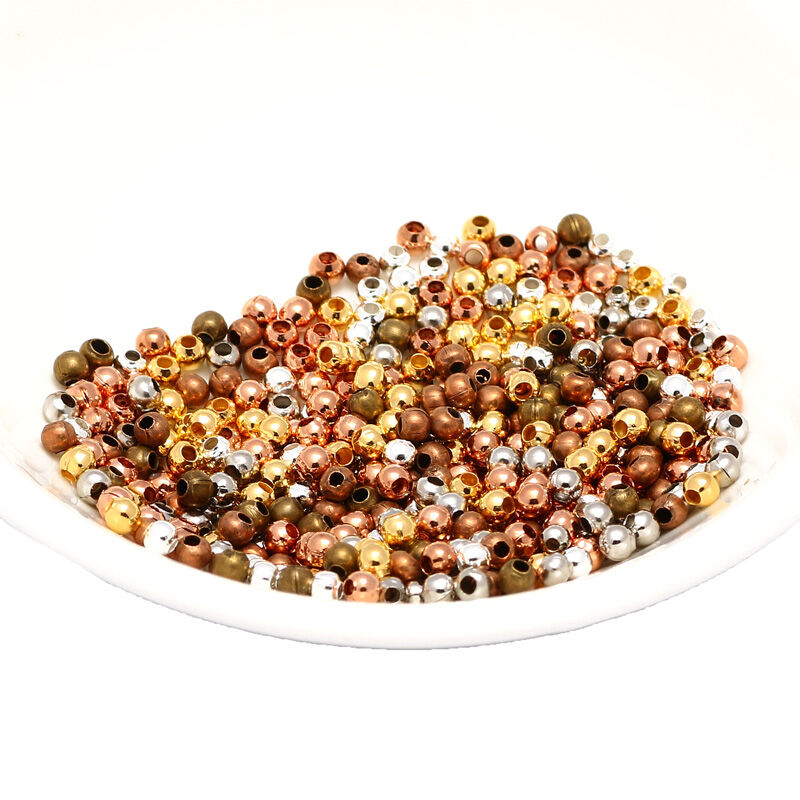 Jewelry Findings Diy Metal Beads Gold Color/Rhodium/Bronze Tone Smooth Ball Spacer Beads For Jewelry Making 2/2.5/3/4/5/6/8/10mm