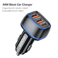 QOOVI 44W Car Charger PD USB Type C 3 Ports Fast Charging USB Quick Charge Phone Charger For iPhone 14 Pro Xiaomi Samsung Huawei