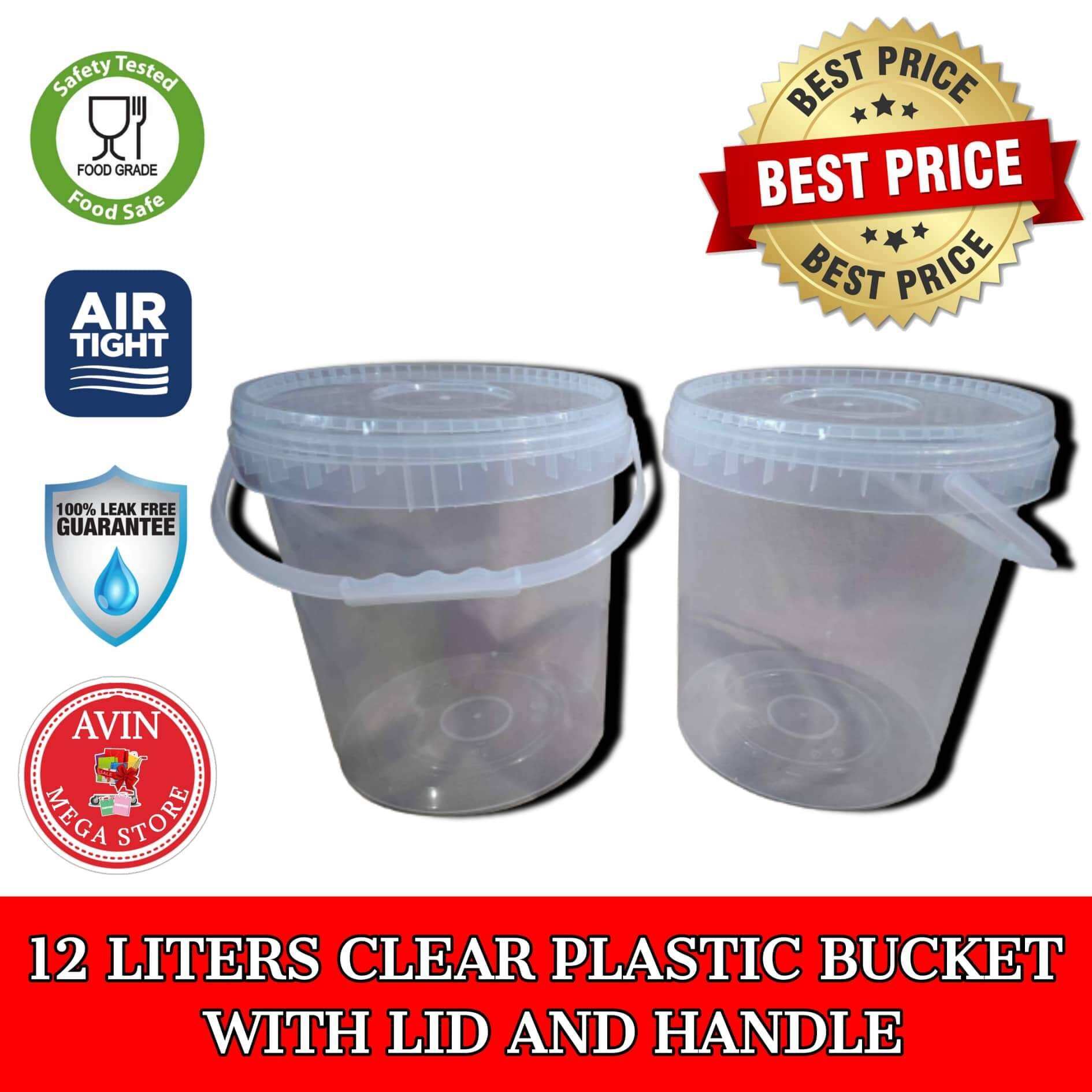 L Clear Plastic Food Bucket With Lid Handle Kitchen Organizer Food Packaging Lazada Ph