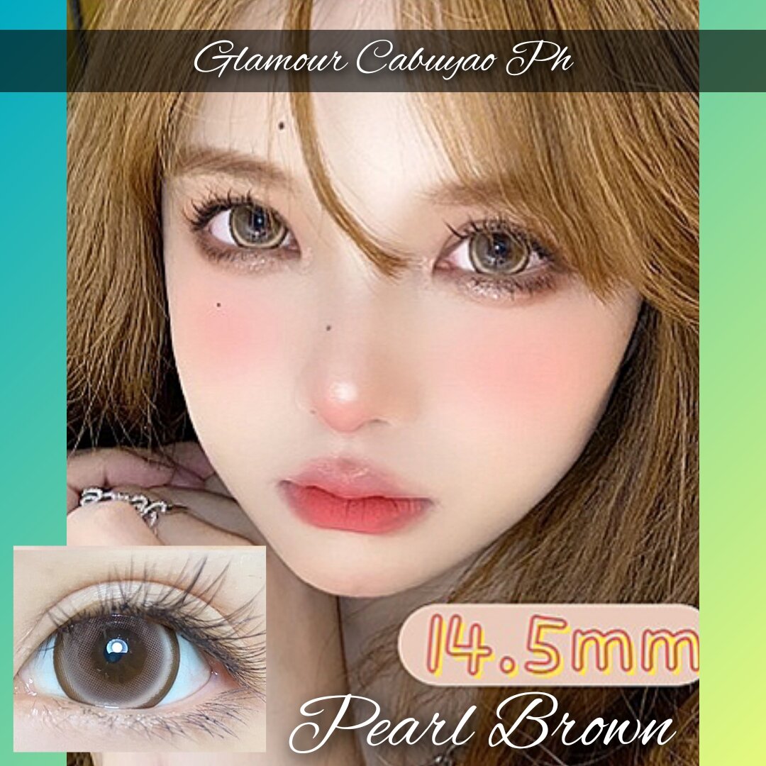 Pearl Brown Doll Eye Contact Lens With Solution And Case Free 60mL 14.50mm With 17mm Effect Doll Eyes Bigger Size Original Sealed And Safe KFDA Approved KGMP And ISO Certified. 