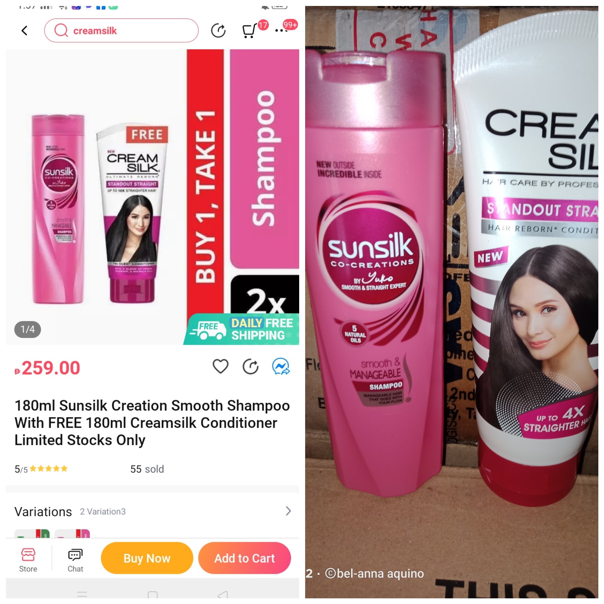 CREAMSILK & Sunsilk 180ml...super sale Lazada PH