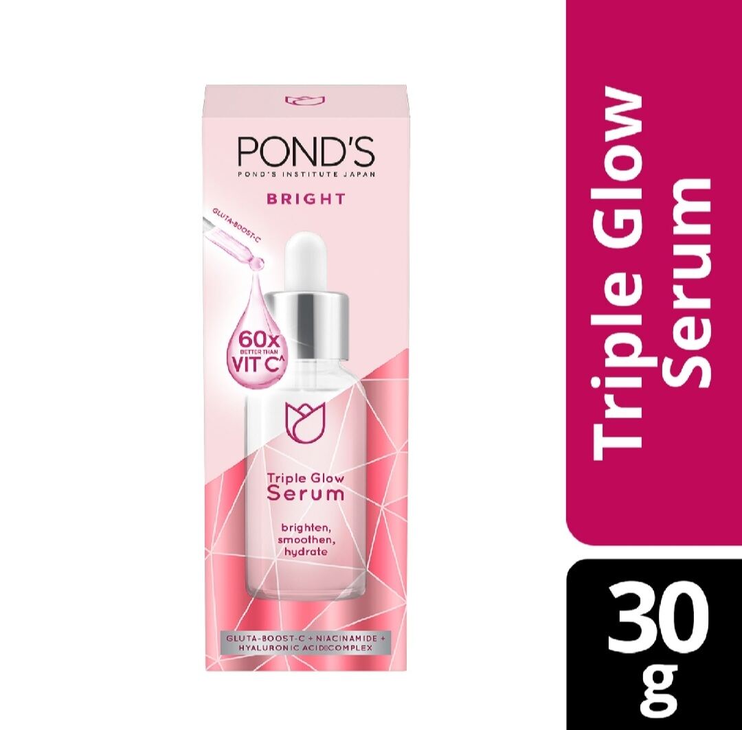 Pond's Bright Triple Glow Facial Serum With Gluta Boost And Niacinamide For Dewy Hydrated