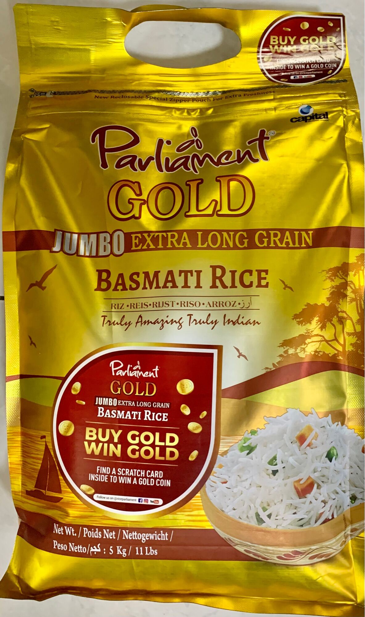 Parliament Gold Jumbo Basmati Rice 5kg {Made in India} | Lazada PH