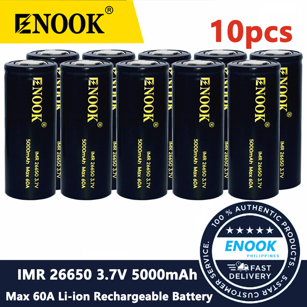 ENOOK Rechargeable Battery 26650 5000mAh 3.7V Li-ion Discharger 60A ...